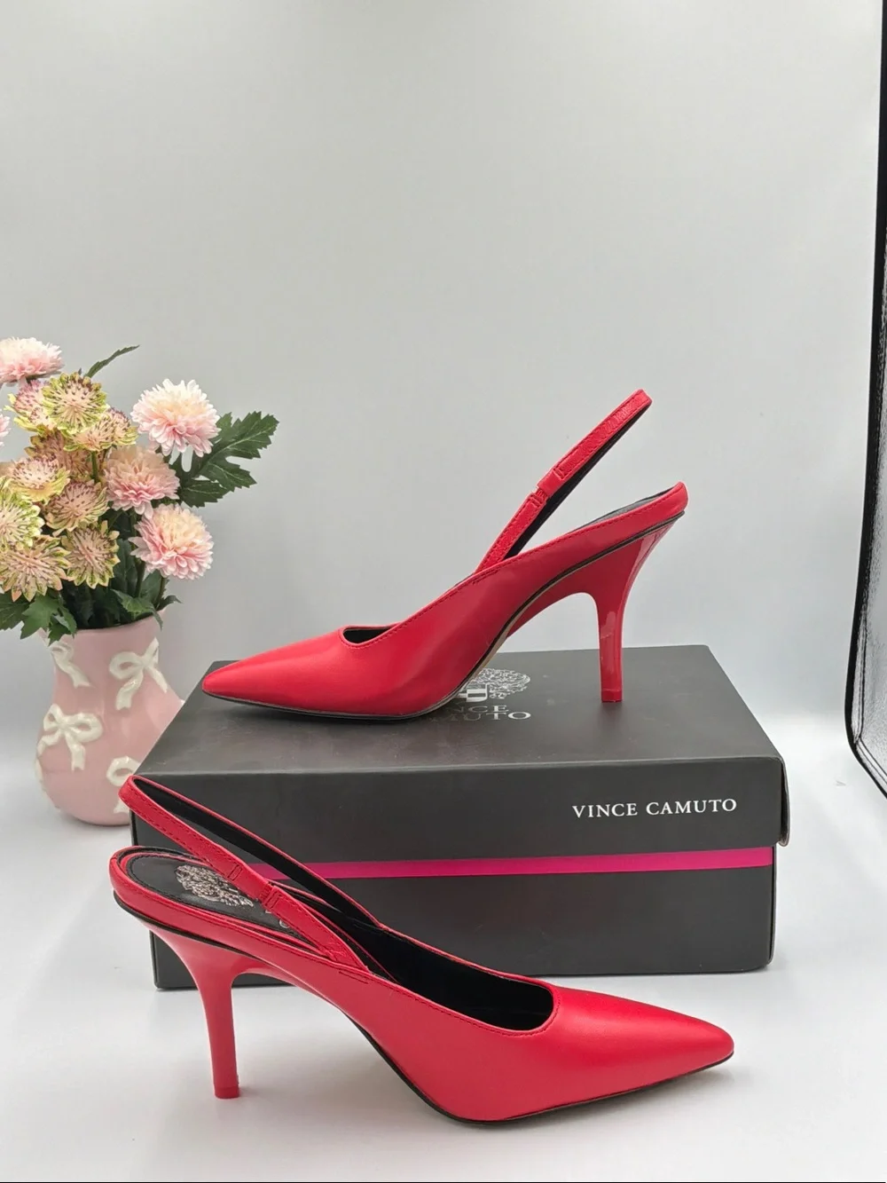 Vince Camuto Red Pointed-Toe Slingback Pumps